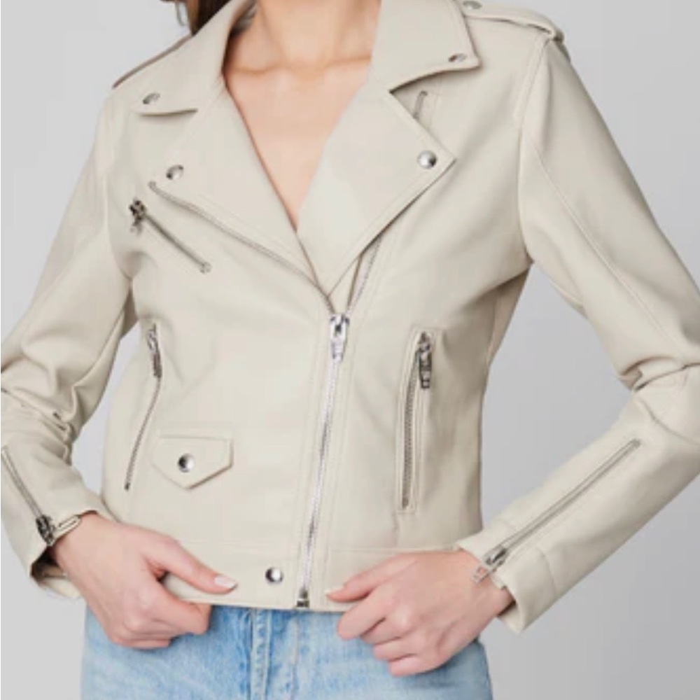 BLANK NYC CREAM LEATHER COAT